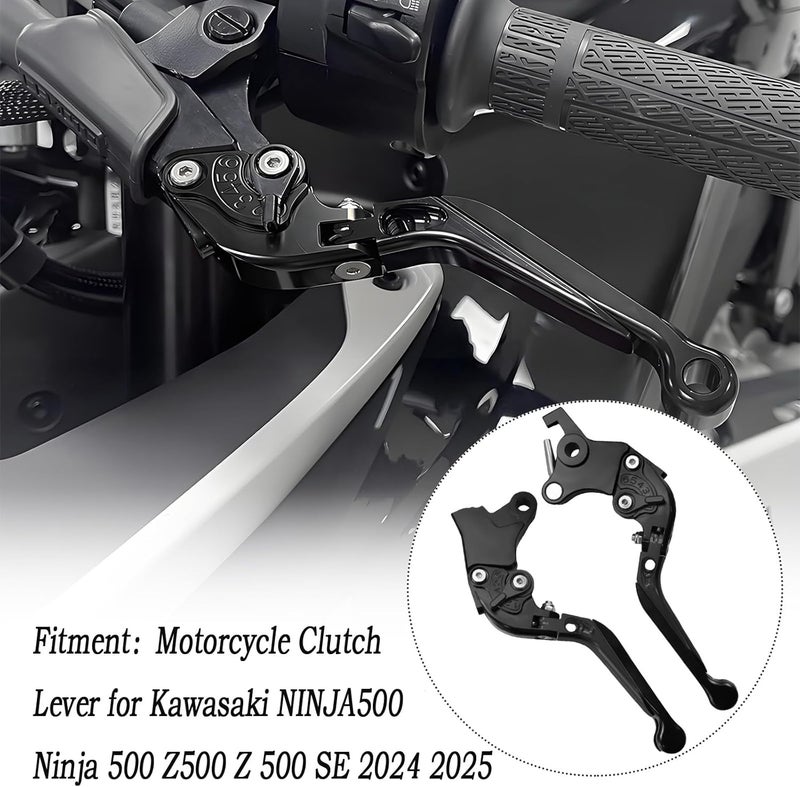 XIDAODIT for Kawasaki NINJA500 Ninja 500 Z500 Z 500 SE 2024 2025 Motorcycle Clutch Lever Adjustable Handlebars Brake and Clutch Levers Set (Black) - Image 3